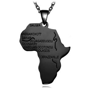 Jumbo Africa Map Necklace, Black (Unisex)